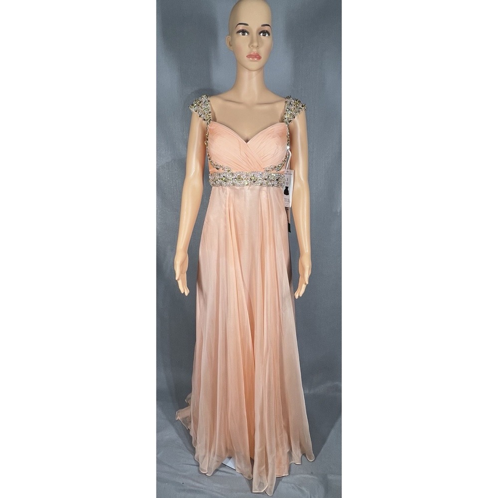 Dave And Johnny Long Peach‎ Dress Size 3/4